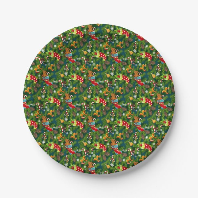 Christmas Decorations Pattern Paper Plates (Front)