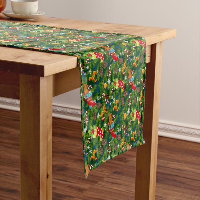 Christmas Decorations Pattern Short Table Runner (In Situ)