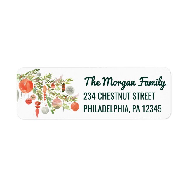 Christmas Decorations Return Address Labels (Front)