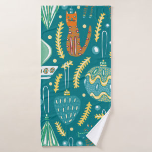 Christmas decorations seamless pattern. Bright col Bath Towel
