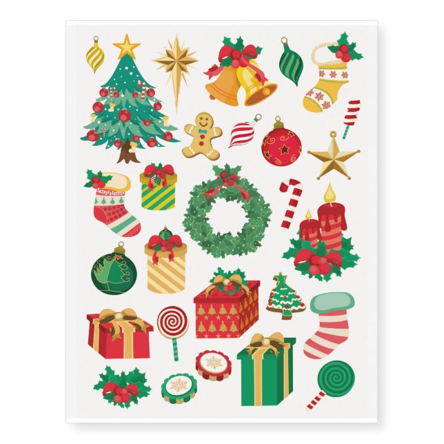 Christmas Decorations Temporary Tattoos (Front)