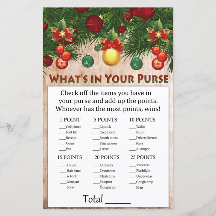 christmas decorations What's in your purse game