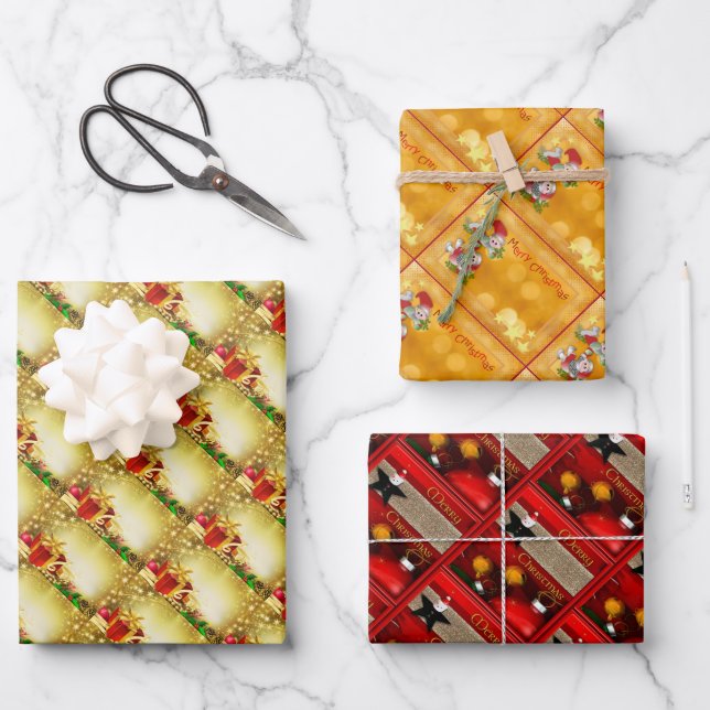 Christmas Decorations Wrapping Paper Sheets (Front)