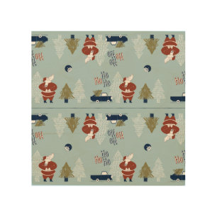 Christmas Decorative Elements Seamless Vintage Wood Wall Art