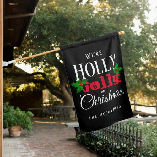 Christmas Decorative Holly Jolly Personalized House Flag