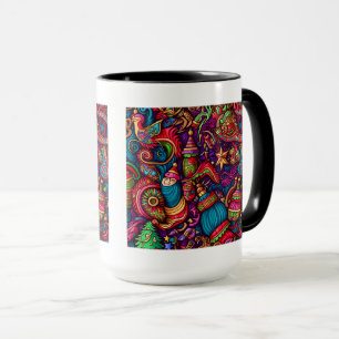 Christmas Decorative Pattern Combo Mug, 15 oz Mug