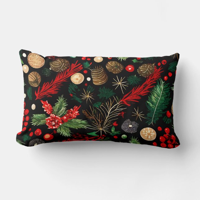 Christmas Decorative Pattern Lumbar Pillow 13"x21" (Front)