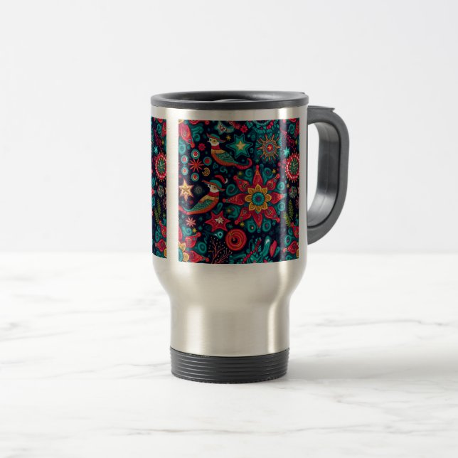 Christmas Decorative Pattern Travel/Commuter Mug,  Travel Mug (Front Right)