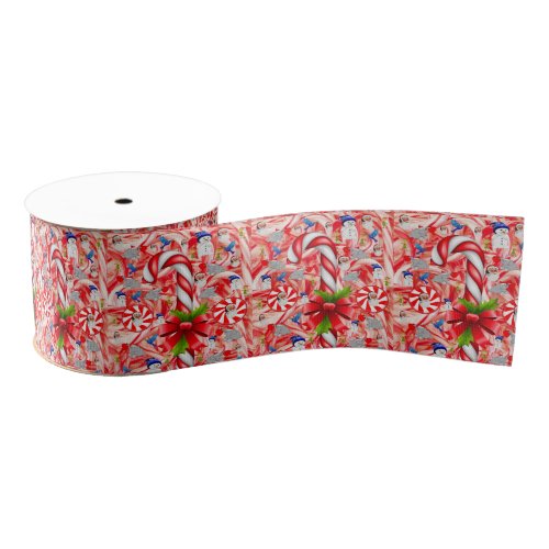 Christmas Decorative Ribbon Candy Cane Grosgrain Ribbon