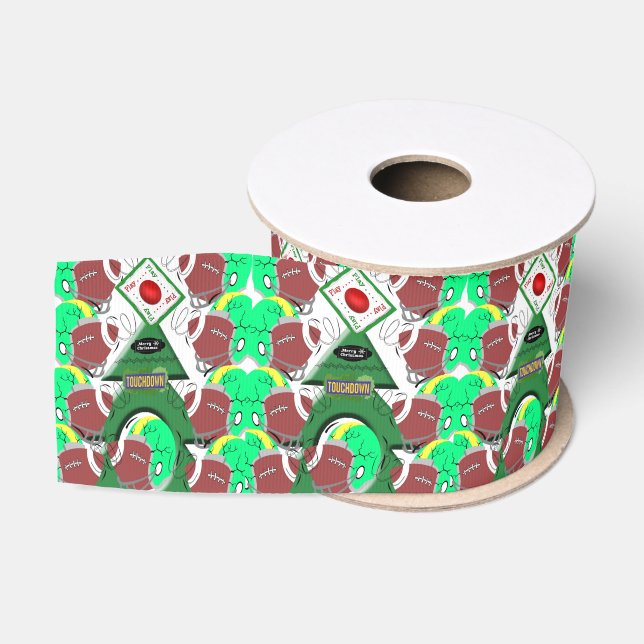 Christmas Decorative Ribbon, Football Grosgrain Ribbon (Spool)