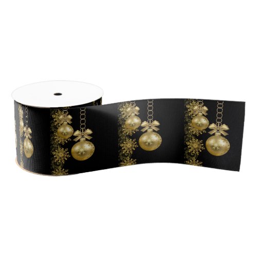 Christmas Decorative Ribbon Gold Balls Grosgrain Ribbon
