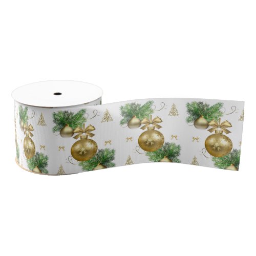 Christmas Decorative Ribbon Gold Balls Grosgrain Ribbon