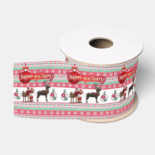 Christmas Decorative Ribbon, Happy Holidays Grosgrain Ribbon