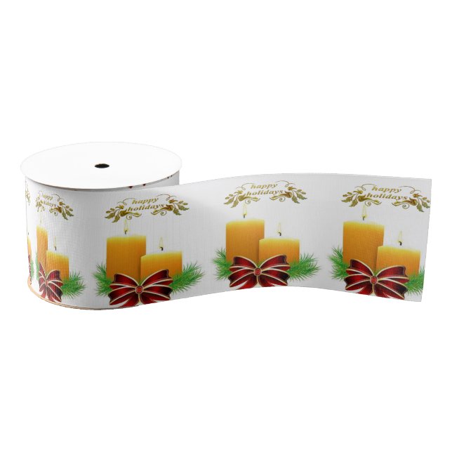 Christmas Decorative Ribbon, Happy Holidays Grosgrain Ribbon (Spool)