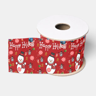 Christmas Decorative Ribbon, Happy Holidays Grosgrain Ribbon
