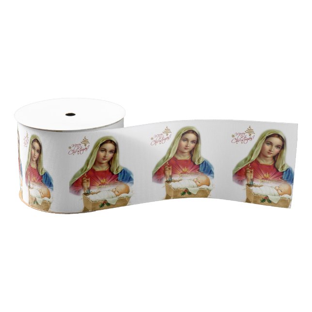 Christmas Decorative Ribbon, Jesus Christ Grosgrain Ribbon (Spool)