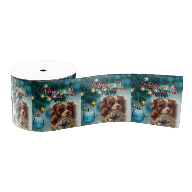 Christmas Decorative Ribbon, Merry Christmas Grosgrain Ribbon (Spool)
