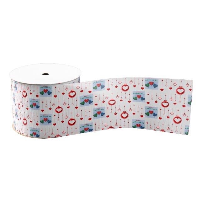 Christmas Decorative Ribbon, Merry Christmas Grosgrain Ribbon (Spool)