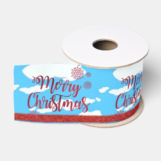 Christmas Decorative Ribbon, Merry Christmas Grosgrain Ribbon (Spool)