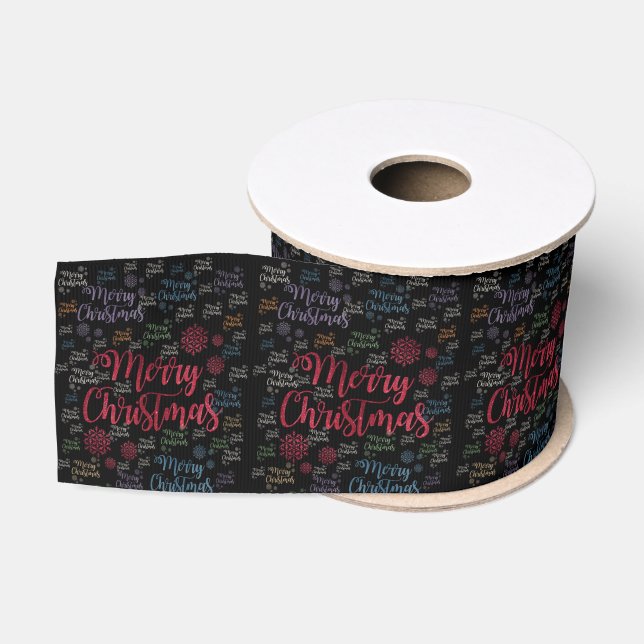 Christmas Decorative Ribbon, Merry Christmas Grosgrain Ribbon (Spool)