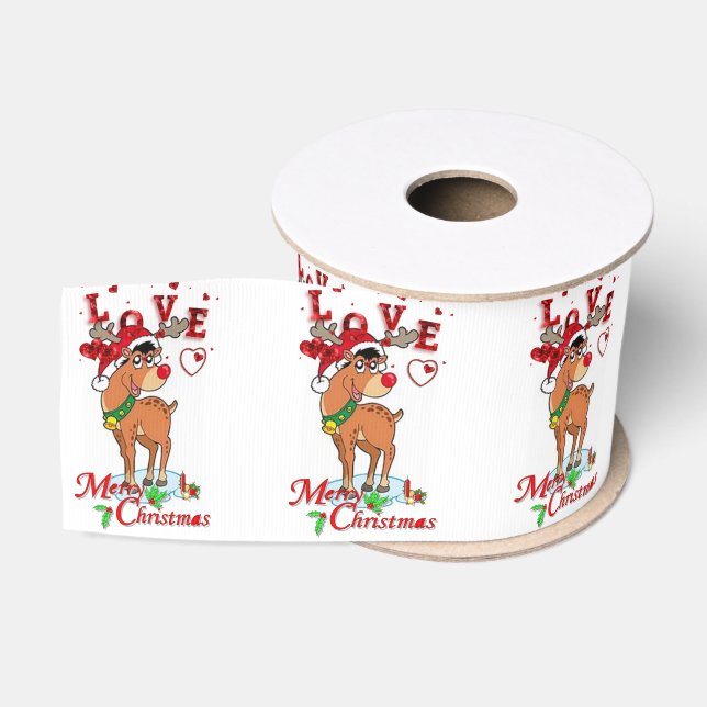 Christmas Decorative Ribbon, Merry Christmas Grosgrain Ribbon (Spool)