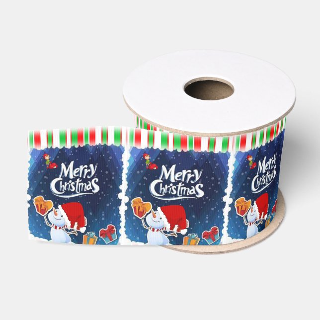 Christmas Decorative Ribbon, Merry Christmas Grosgrain Ribbon (Spool)