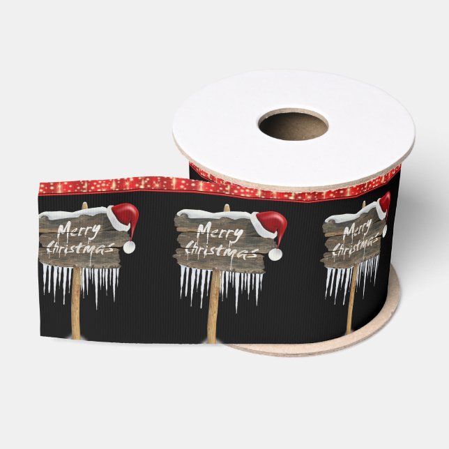 Christmas Decorative Ribbon, Merry Christmas Grosgrain Ribbon (Spool)