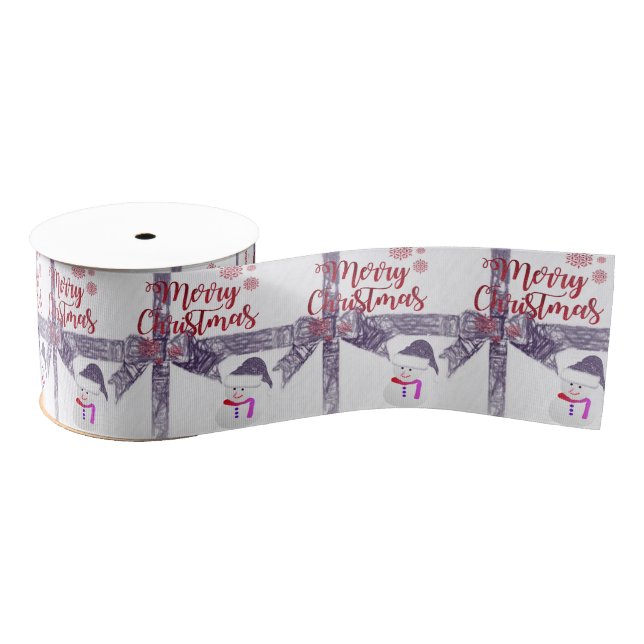 Christmas Decorative Ribbon, Merry Christmas Grosgrain Ribbon (Spool)