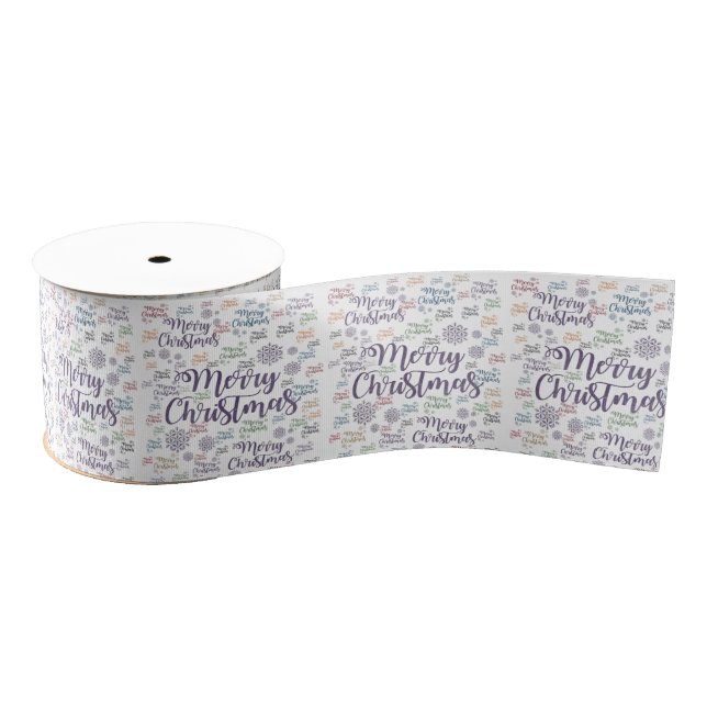 Christmas Decorative Ribbon, Merry Christmas Grosgrain Ribbon (Spool)