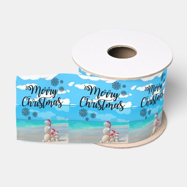 Christmas Decorative Ribbon, Merry Christmas Grosgrain Ribbon (Spool)