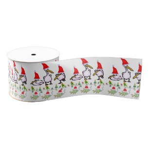 Christmas Decorative Ribbon, Pelicans Fish Grosgrain Ribbon