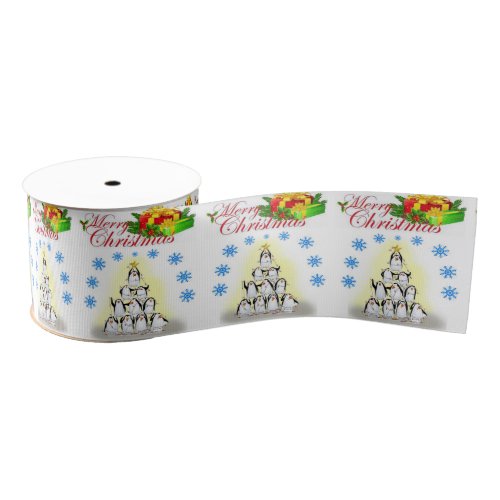 Christmas Decorative Ribbon Penguin Grosgrain Ribbon