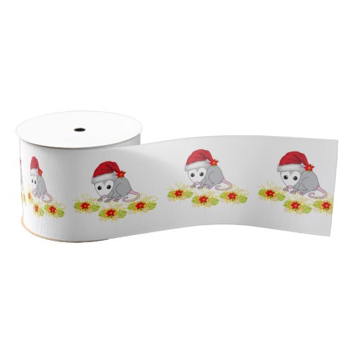 Christmas Decorative Ribbon Possum Floral  Grosgrain Ribbon