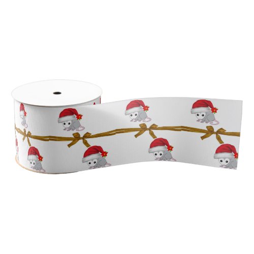 Christmas Decorative Ribbon Possum Floral  Grosgrain Ribbon