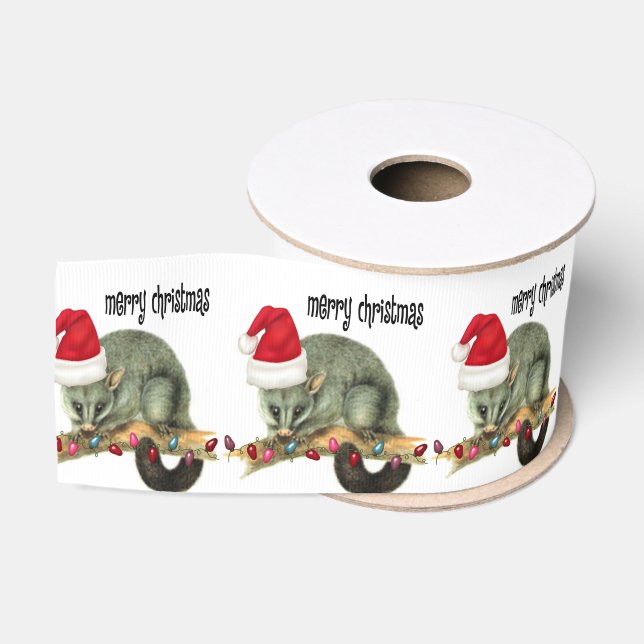 Christmas Decorative Ribbon, Possum Floral  Grosgrain Ribbon (Spool)