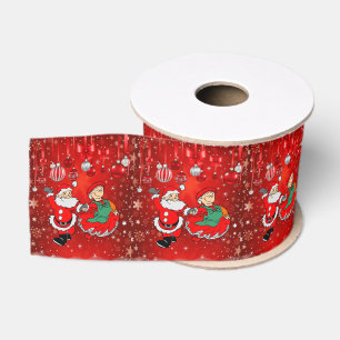 Christmas Decorative Ribbon, Santa Grosgrain Ribbon