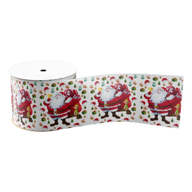 Christmas Decorative Ribbon, Santa Grosgrain Ribbon (Spool)