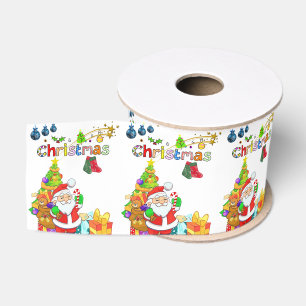 Christmas Decorative Ribbon, Santa Grosgrain Ribbon