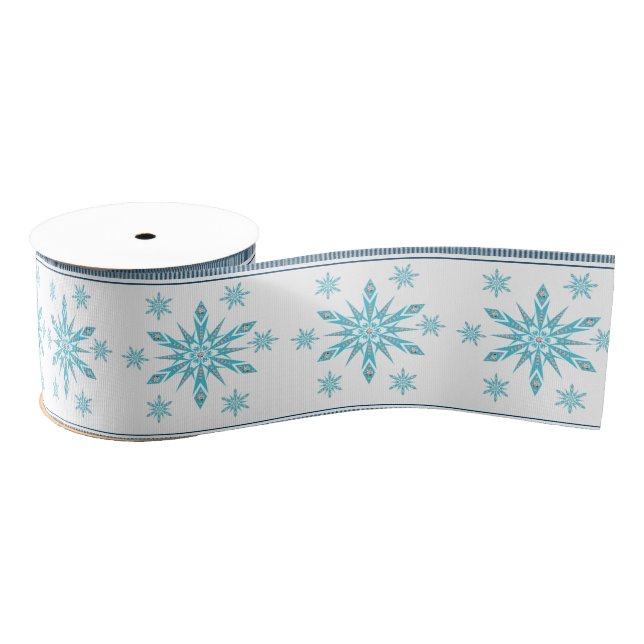 Christmas Decorative Ribbon, Snowflake Grosgrain Ribbon (Spool)