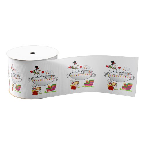 Christmas Decorative Ribbon Snowman  Grosgrain Ribbon