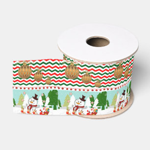 Christmas Decorative Ribbon, Snowman Grosgrain Ribbon