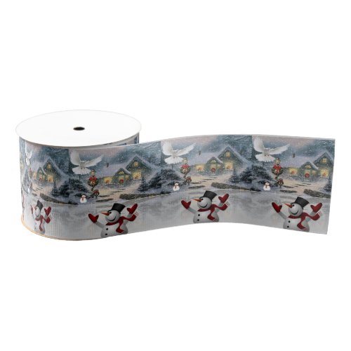 Christmas Decorative Ribbon Snowman Grosgrain Ribbon