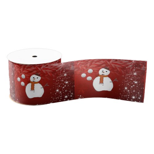 Christmas Decorative Ribbon Snowman Grosgrain Ribbon