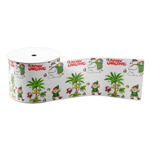 Christmas Decorative Ribbon Summer Beach Santa Grosgrain Ribbon