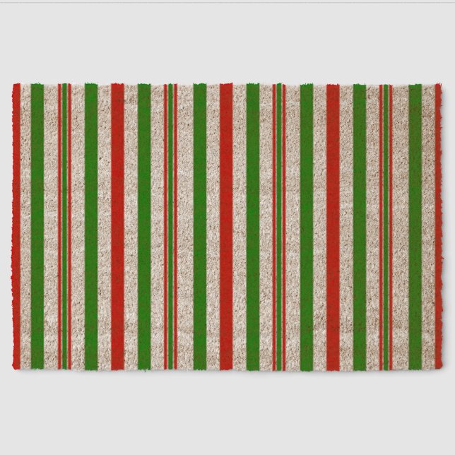 Christmas Decorative Stripes Fiber Doormat (Front)