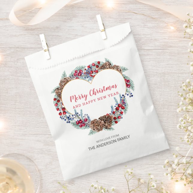Christmas Decorative Wreath Favor Bag (Clipped)