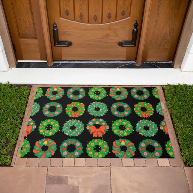 Christmas Decorative Wreaths Pattern Doormat (Outdoor)