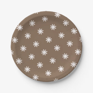 Christmas deep brown snowflake pattern  paper plates