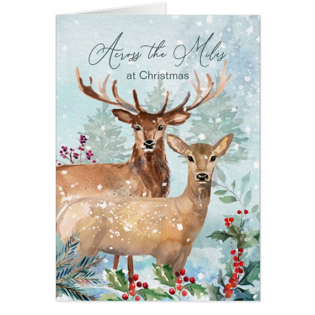 Christmas, deer, Across the Miles Card (Front)