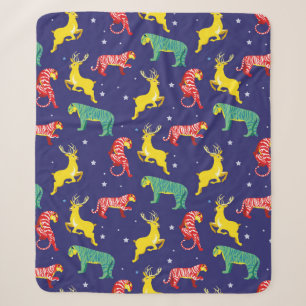 Christmas deer and tiger. Color trends!_ Sherpa Blanket